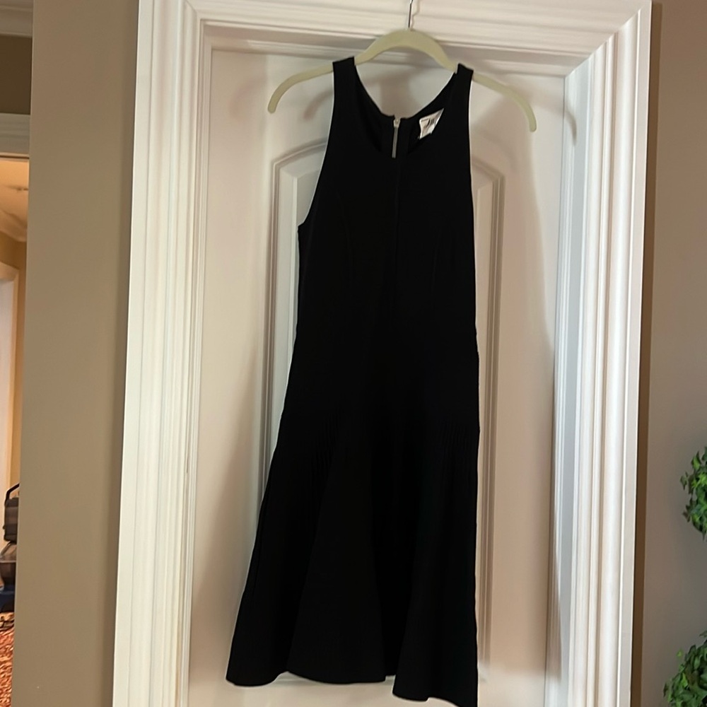 Beautiful quality black dress.  Sleeveless, flattering waistline, swing skirt.